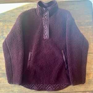 Athleta Altitude Sherpa Snap Pullover Burgundy Small